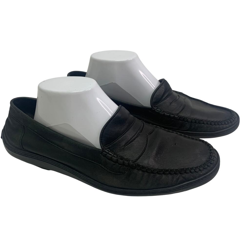 Bragano Mens 8.5 Loafers Black Leather Shoes Made In Italy Comfort Dress Penny